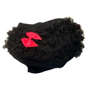 Girls Infant Baby Sz 0 3 months bloomer shorts Black Ruffle Bottom Pink Bow Lace
